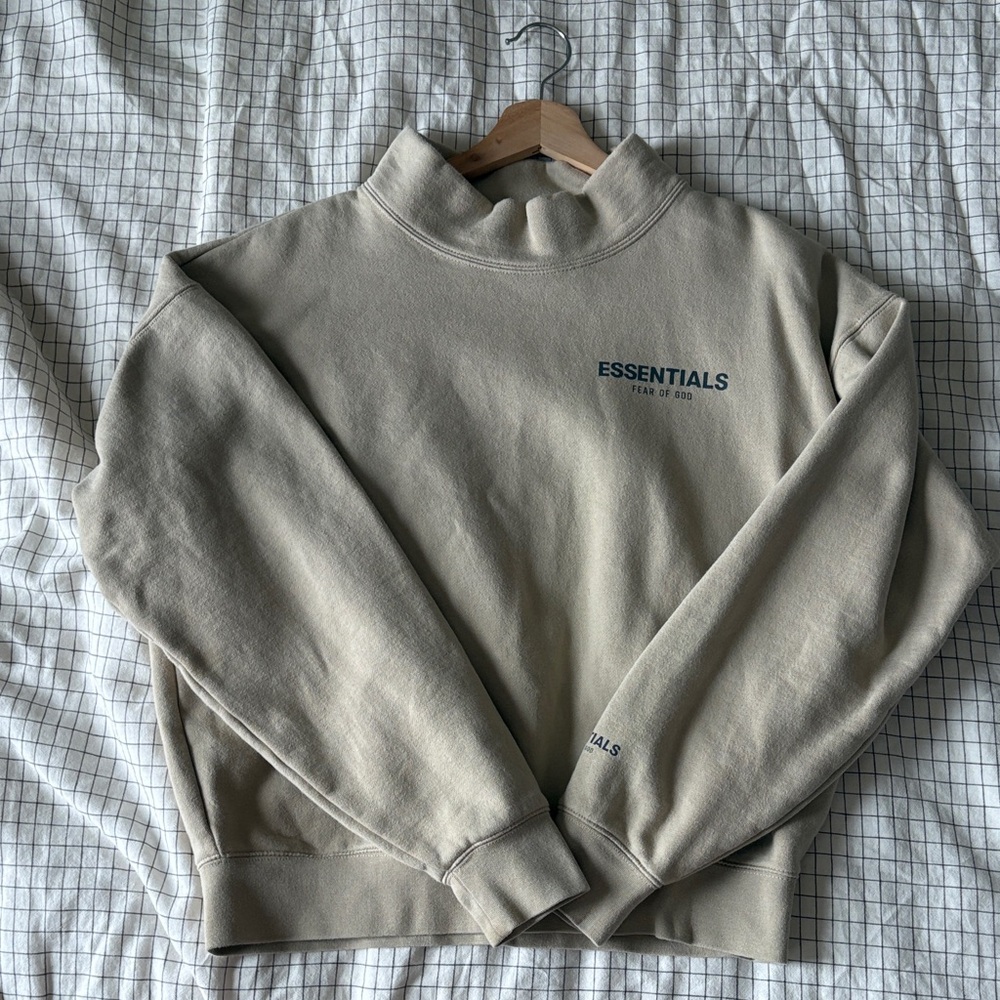 Essentials Taupe Turtleneck Sweater for Men